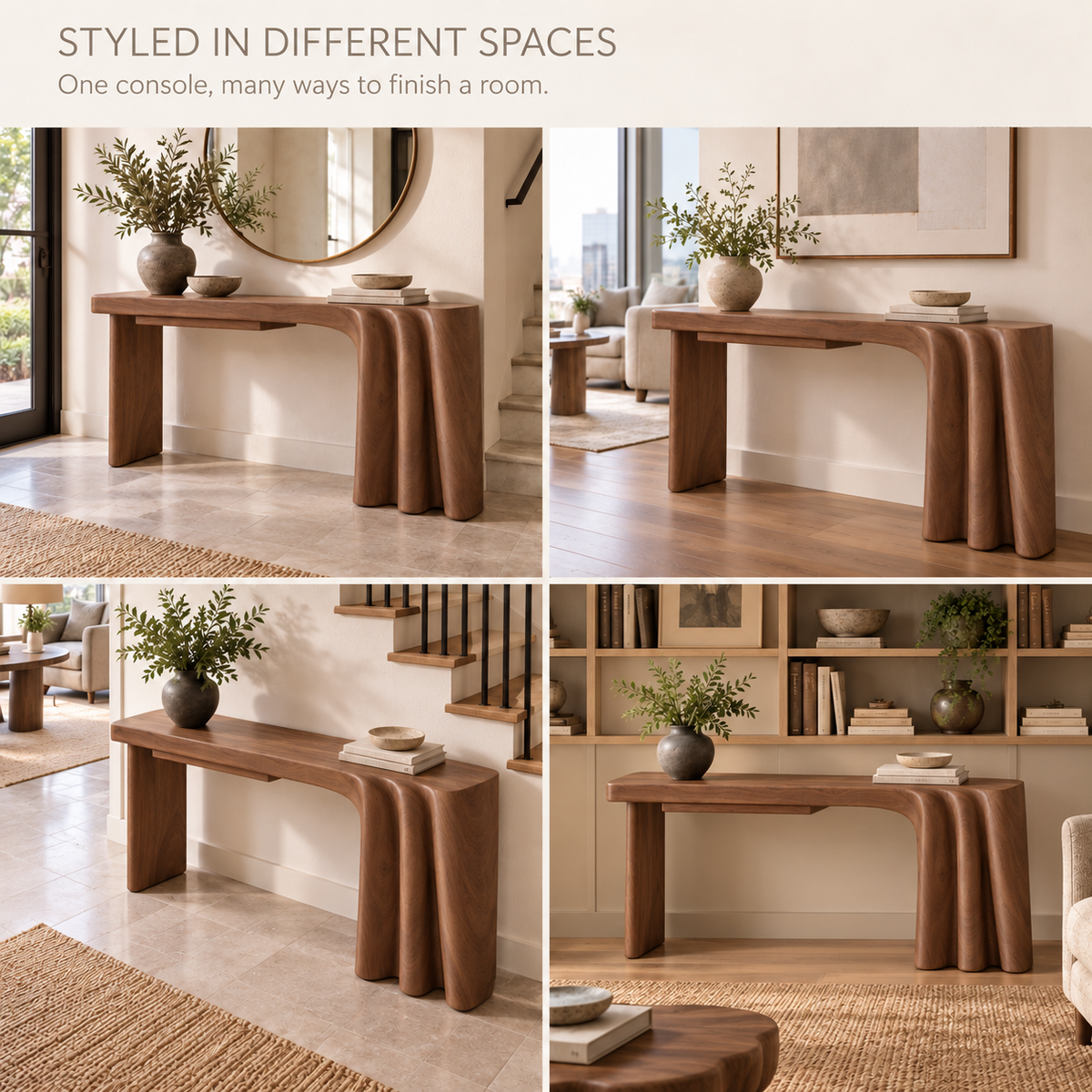 Rowan Sculptural Solid Wood Console Table - Design 638 - product detail 9