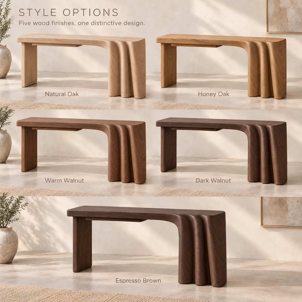 Rowan Sculptural Solid Wood Console Table - Design 638 - wood finish options