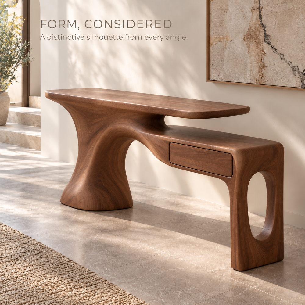 Veyra Sculptural Solid Wood Console Table - Design 640 - product detail 2