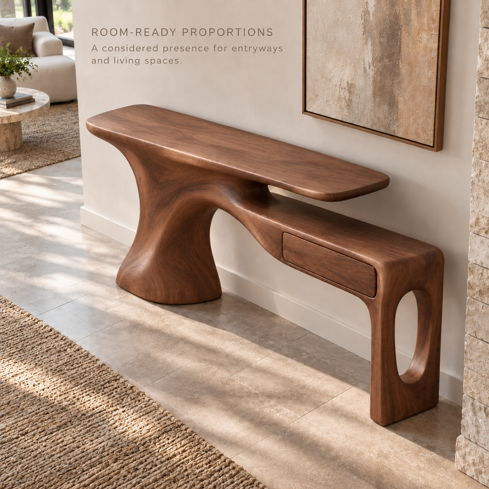 Veyra Sculptural Solid Wood Console Table - Design 640 - product detail 3