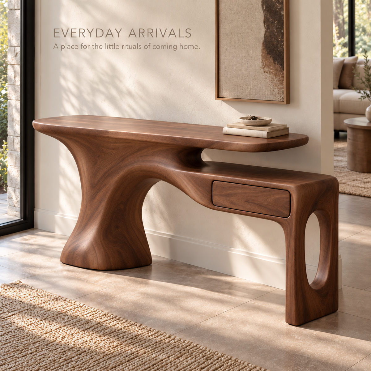 Veyra Sculptural Solid Wood Console Table - Design 640 - product detail 6