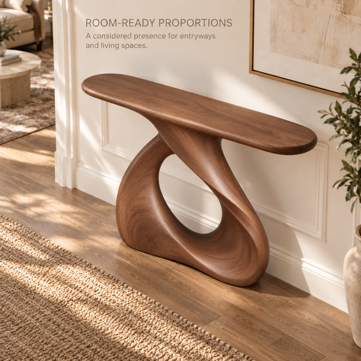 Soren Sculptural Solid Wood Console Table - Design 641 - product detail 3