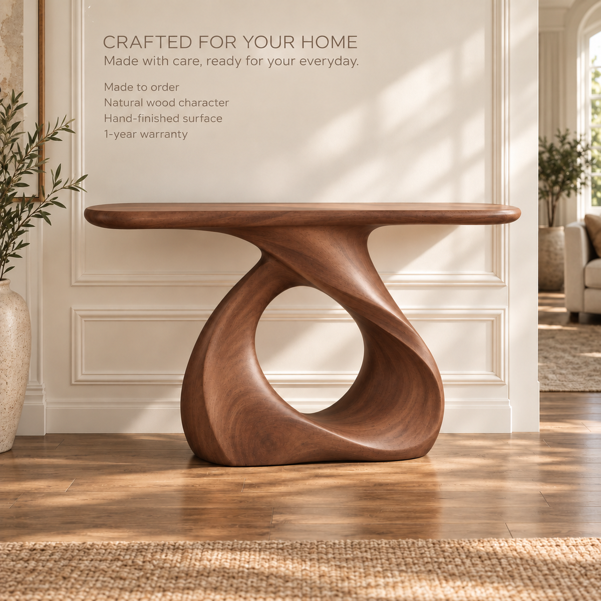 Soren Sculptural Solid Wood Console Table - Design 641 - product detail 8