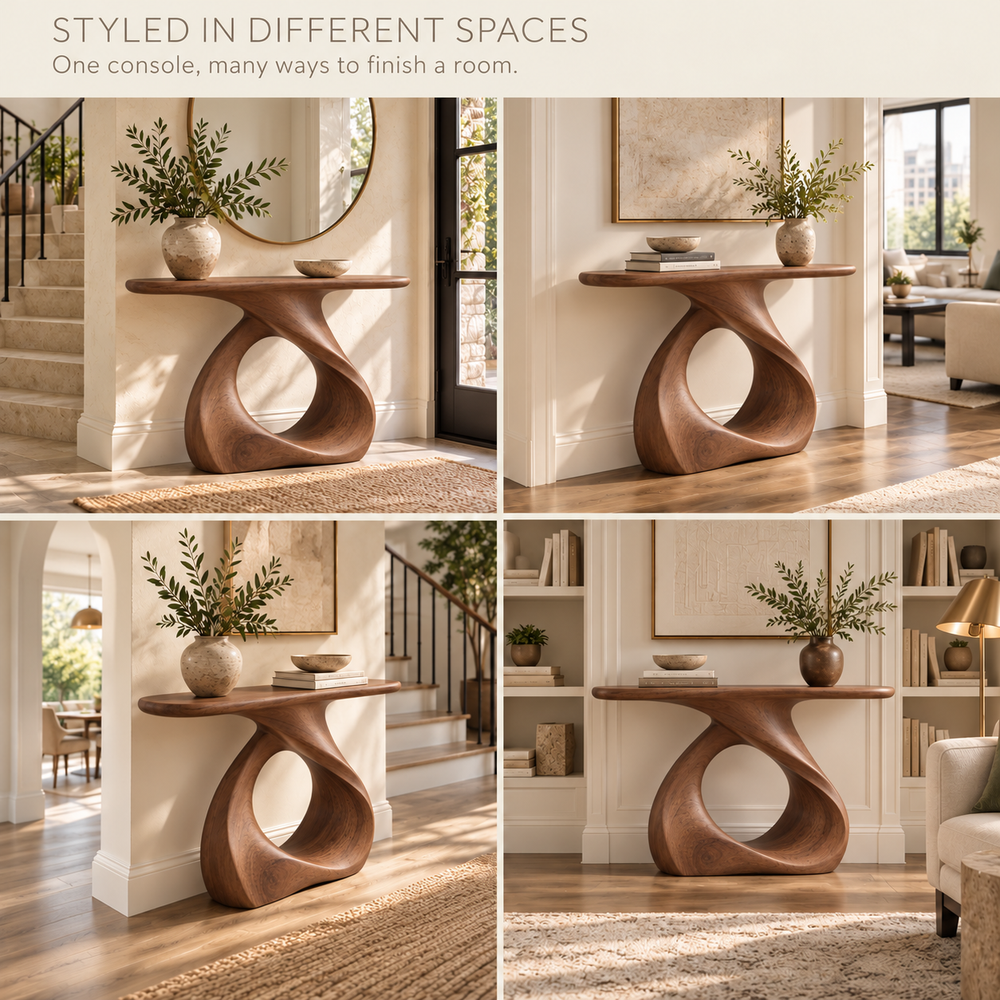 Soren Sculptural Solid Wood Console Table - Design 641 - product detail 9