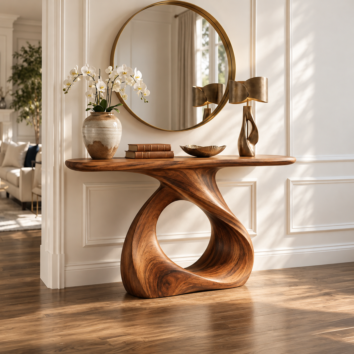Soren Sculptural Solid Wood Console Table - Design 641 - original main view