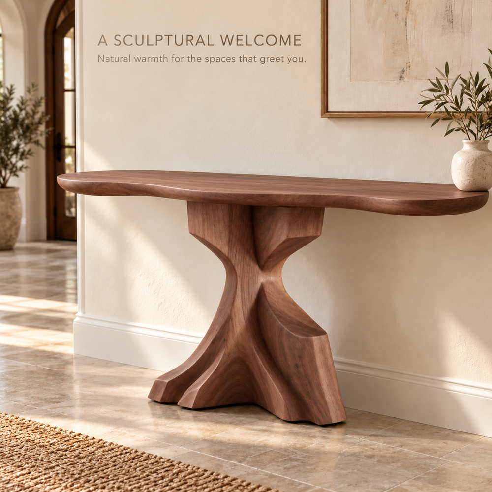 Liora Sculptural Solid Wood Console Table - Design 642 - product detail 1