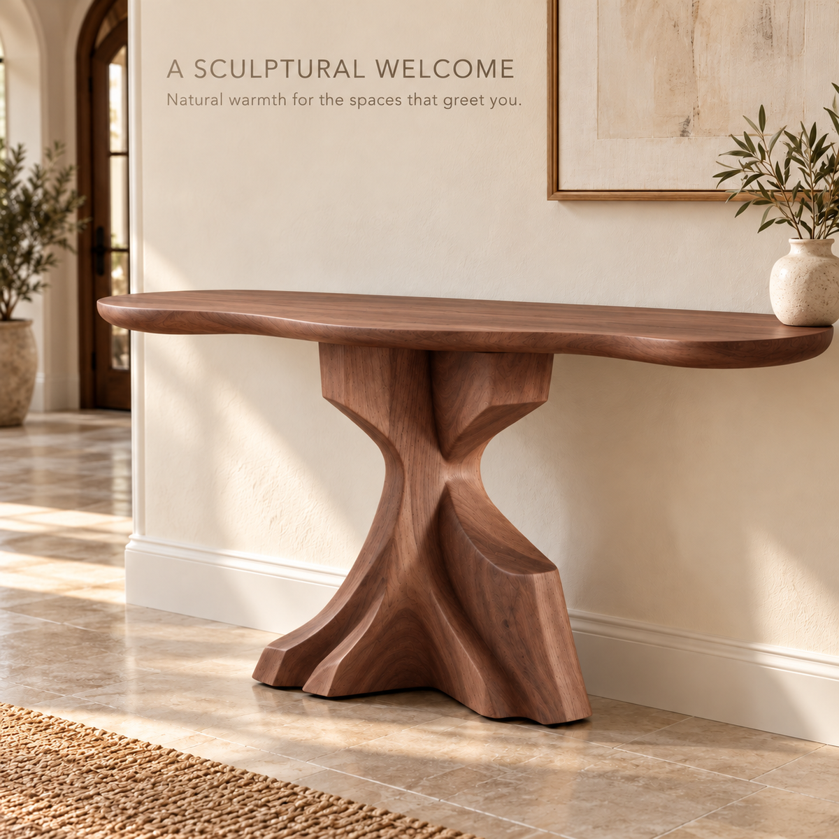 Liora Sculptural Solid Wood Console Table - Design 642 - product detail 1