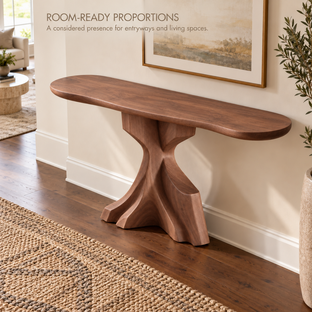 Liora Sculptural Solid Wood Console Table - Design 642 - product detail 3