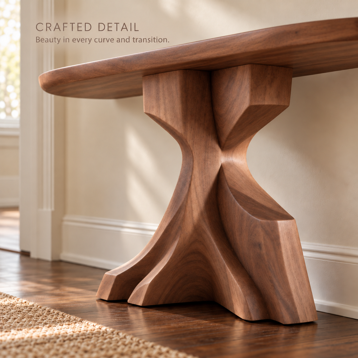Liora Sculptural Solid Wood Console Table - Design 642 - product detail 5
