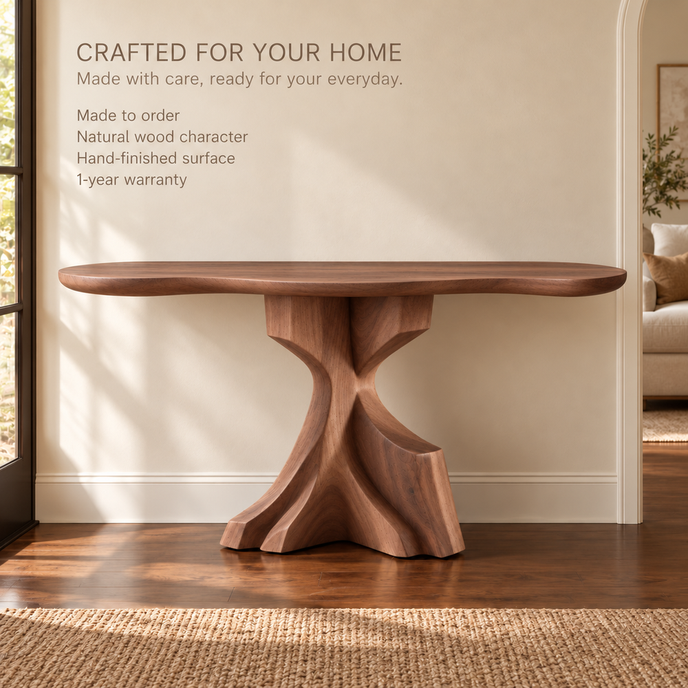 Liora Sculptural Solid Wood Console Table - Design 642 - product detail 8
