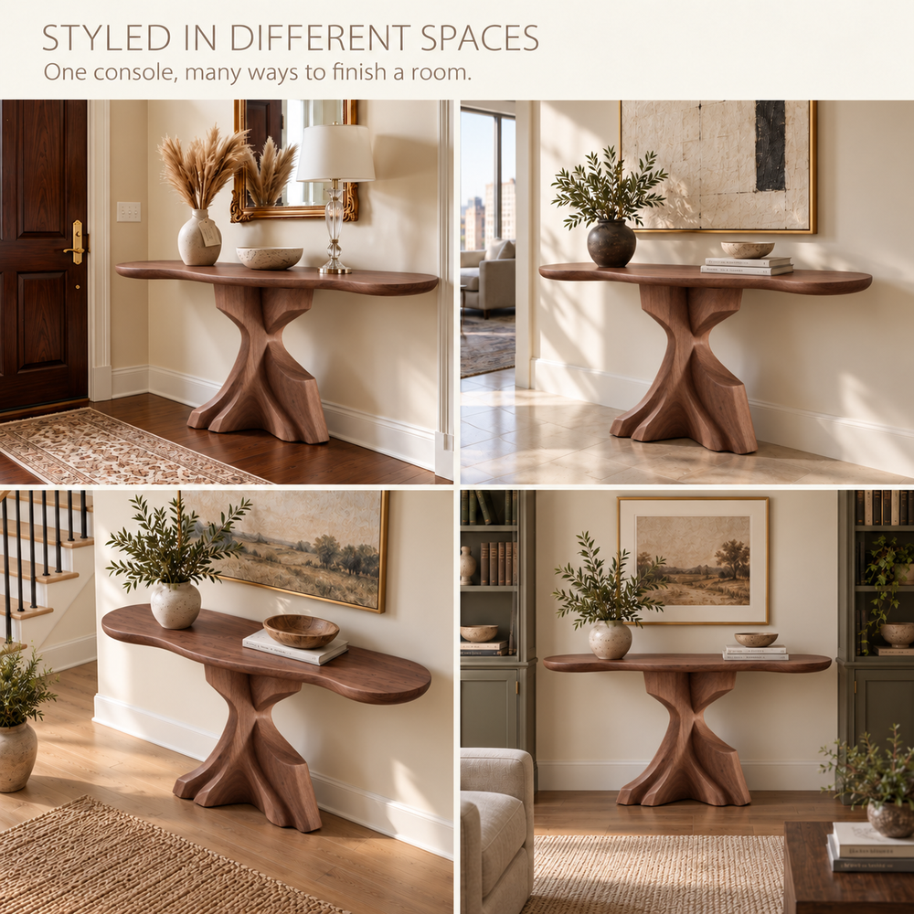 Liora Sculptural Solid Wood Console Table - Design 642 - product detail 9