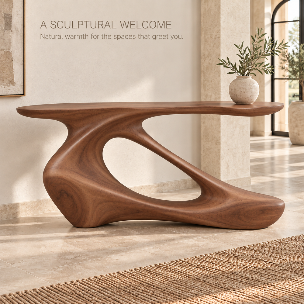 Nolan Sculptural Solid Wood Console Table - Design 643 - product detail 1