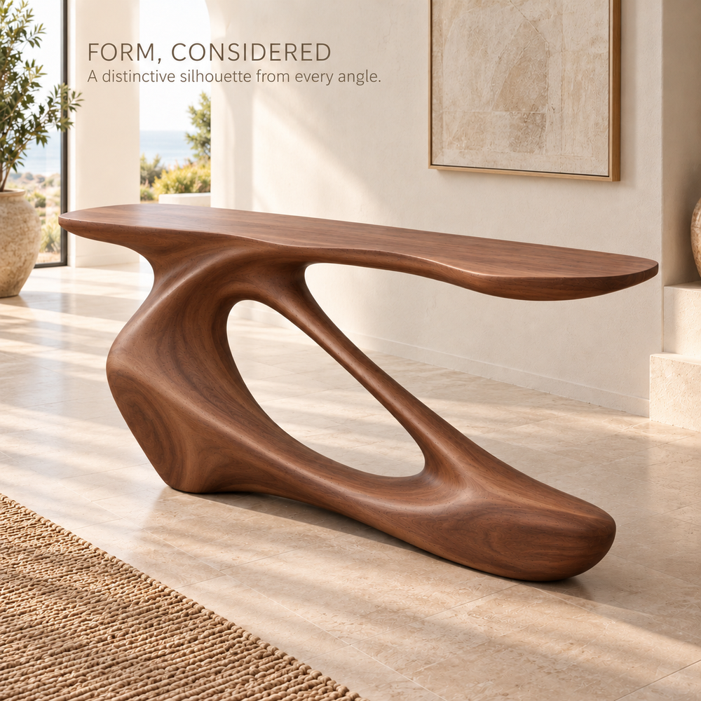 Nolan Sculptural Solid Wood Console Table - Design 643 - product detail 2