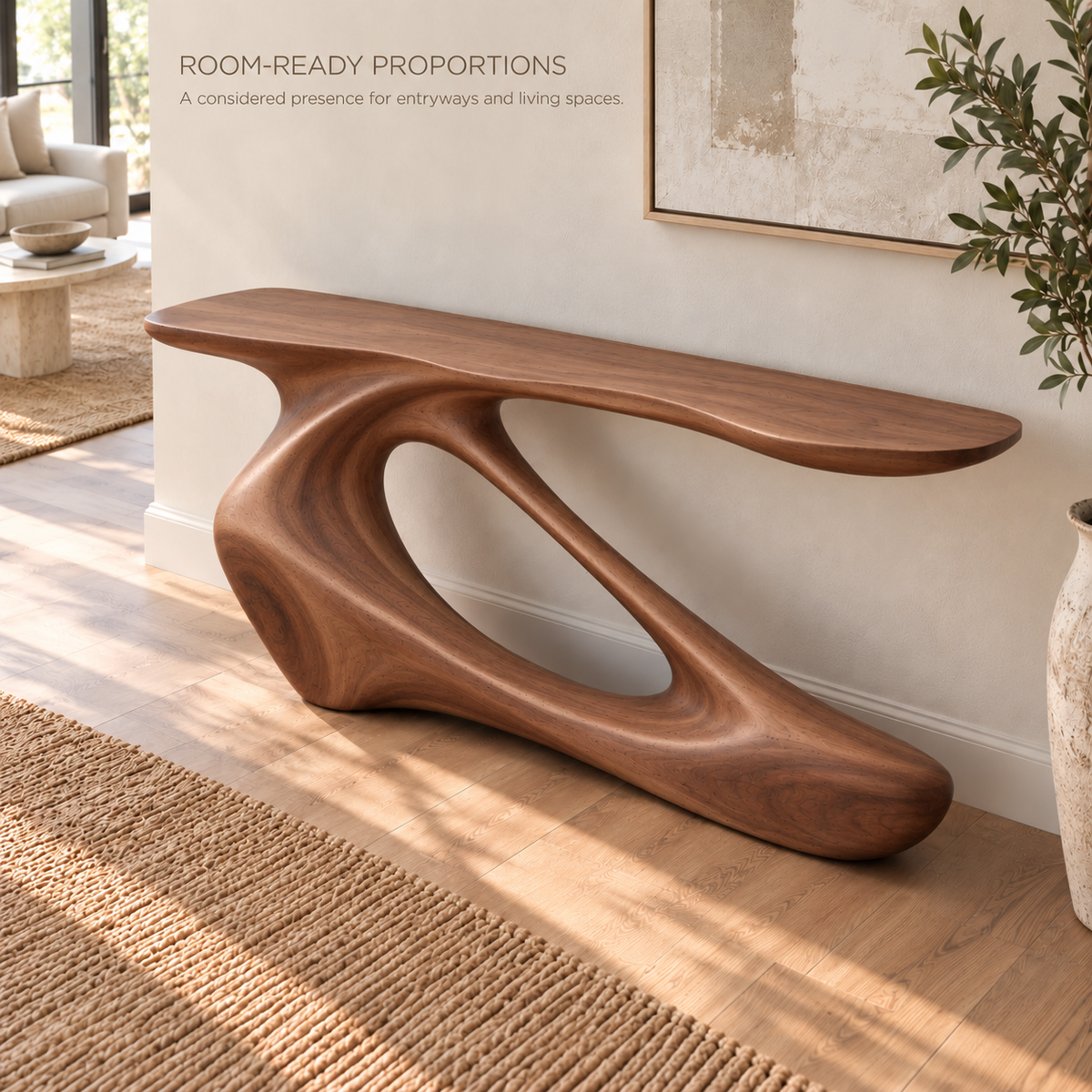 Nolan Sculptural Solid Wood Console Table - Design 643 - product detail 3