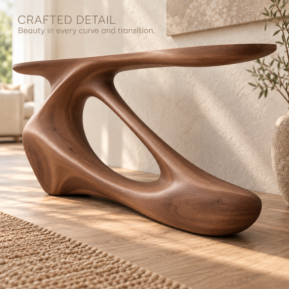 Nolan Sculptural Solid Wood Console Table - Design 643 - product detail 5