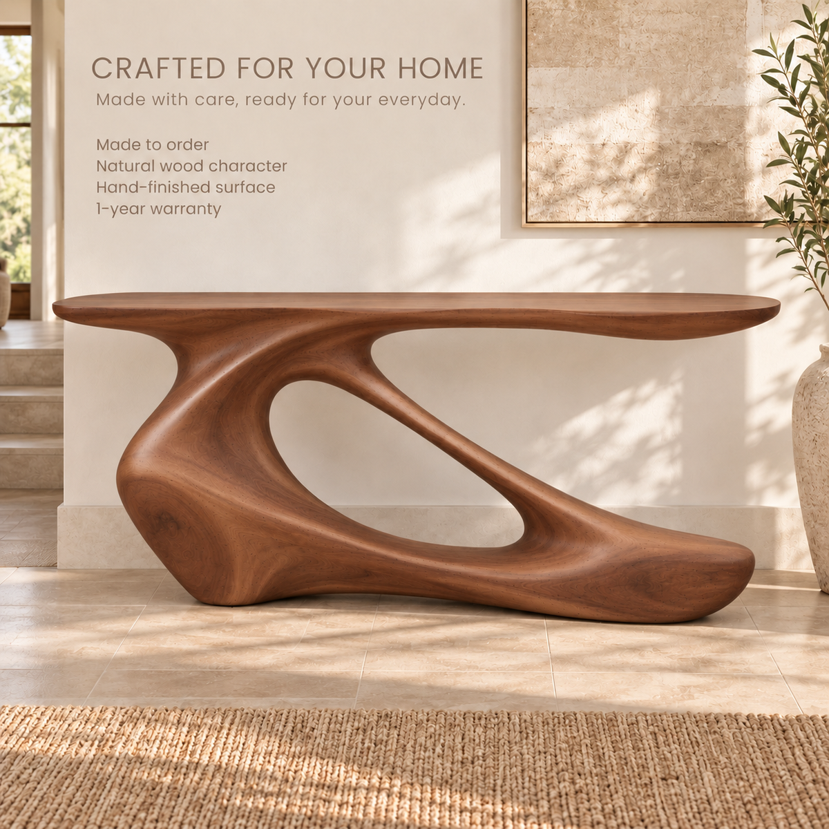 Nolan Sculptural Solid Wood Console Table - Design 643 - product detail 8