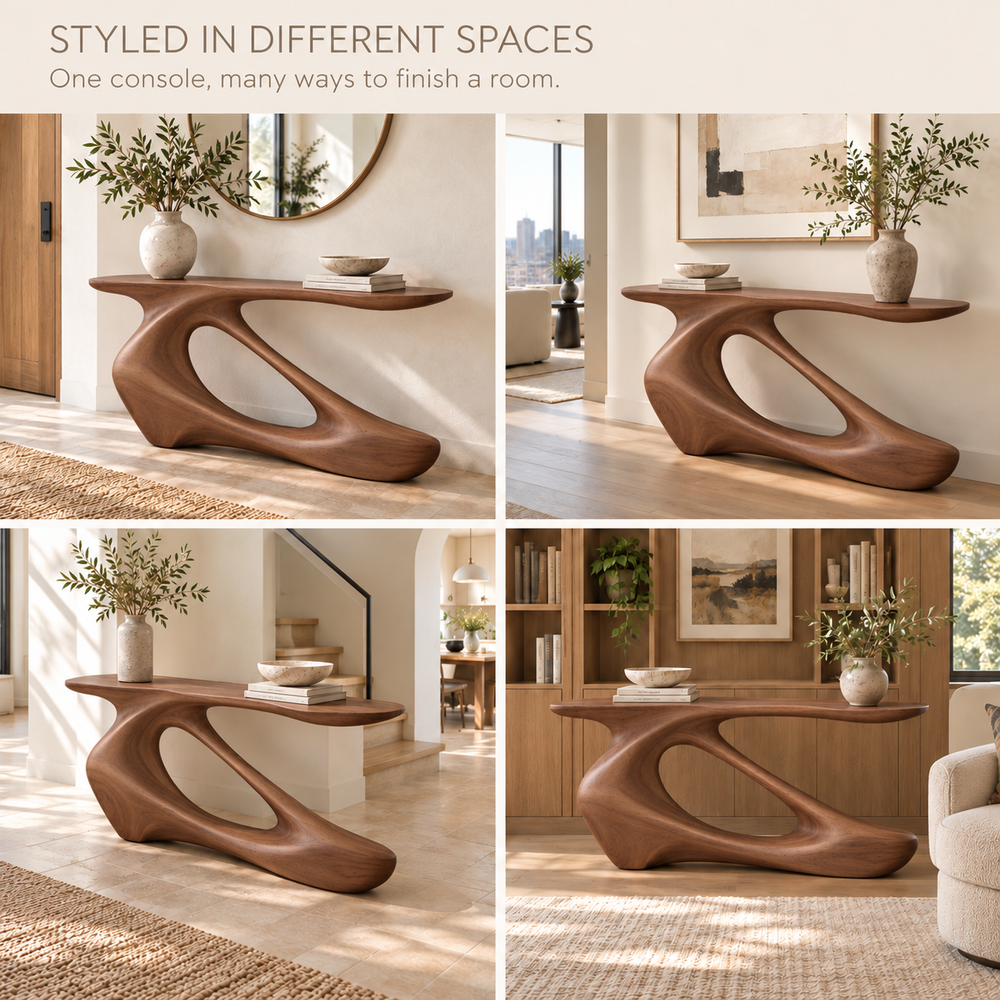 Nolan Sculptural Solid Wood Console Table - Design 643 - product detail 9