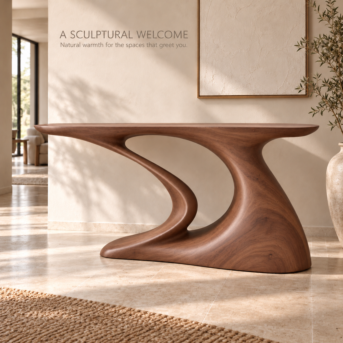 Brielle Sculptural Solid Wood Console Table - Design 644 - product detail 1