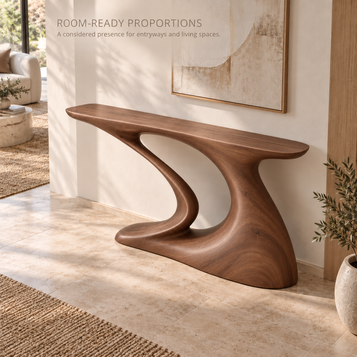 Brielle Sculptural Solid Wood Console Table - Design 644 - product detail 3
