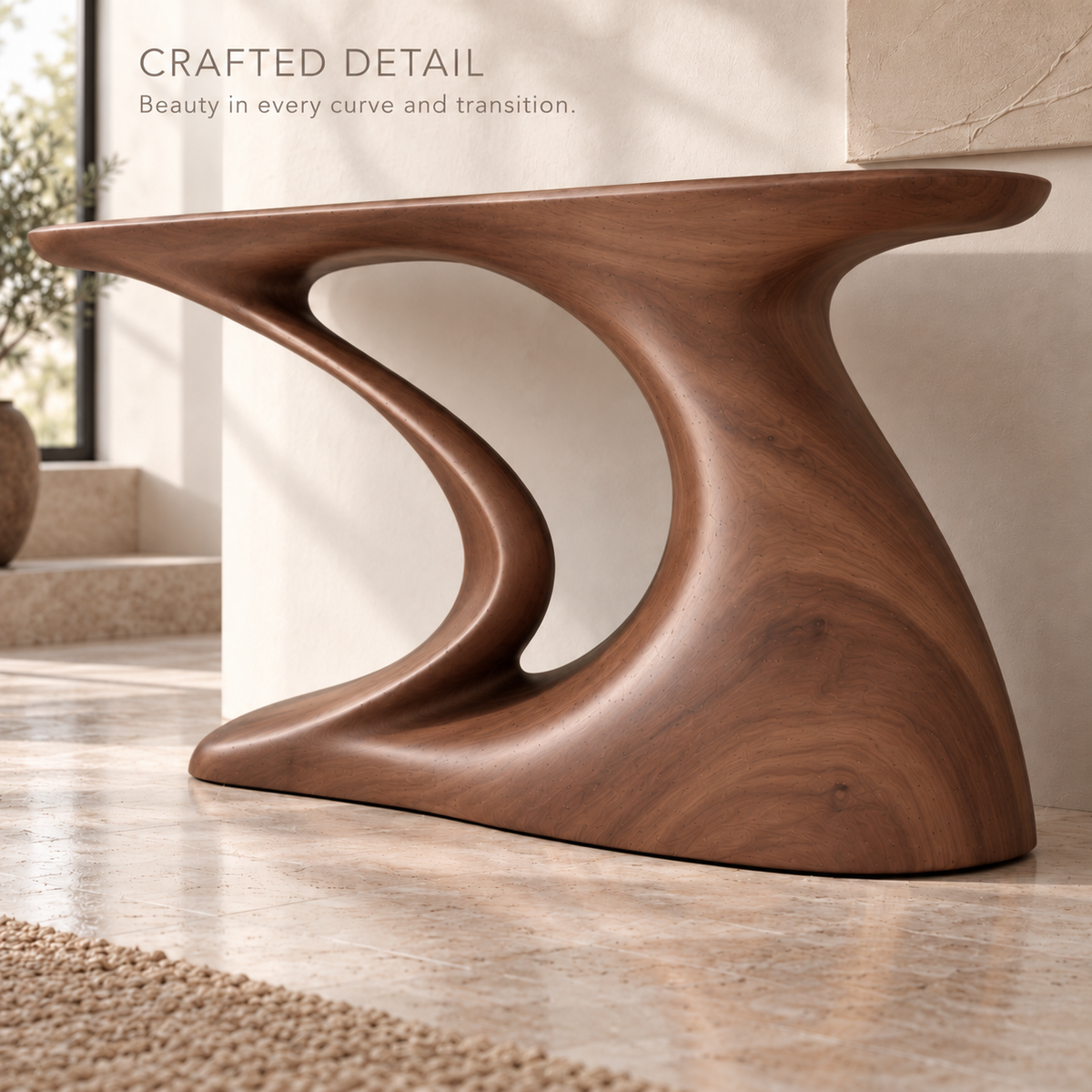 Brielle Sculptural Solid Wood Console Table - Design 644 - product detail 5