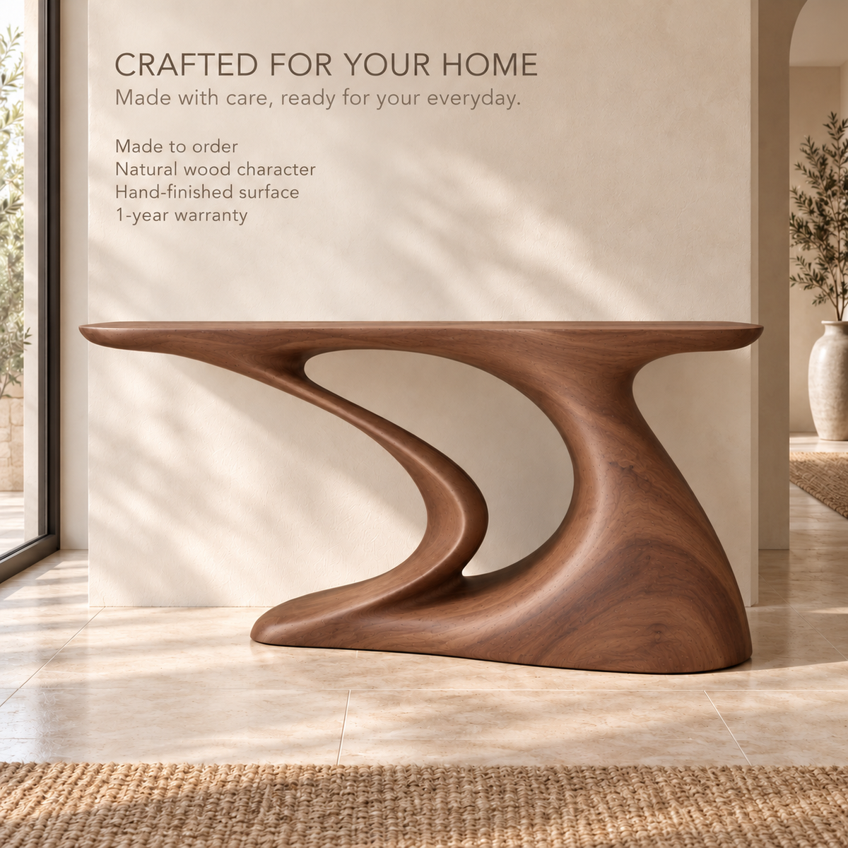 Brielle Sculptural Solid Wood Console Table - Design 644 - product detail 8