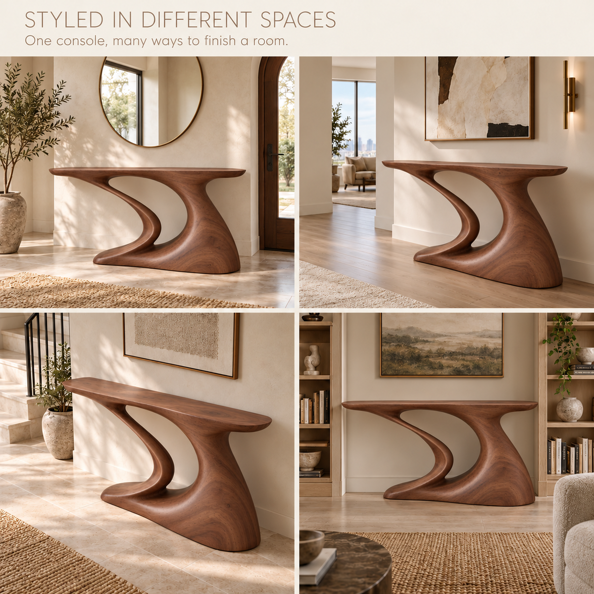 Brielle Sculptural Solid Wood Console Table - Design 644 - product detail 9