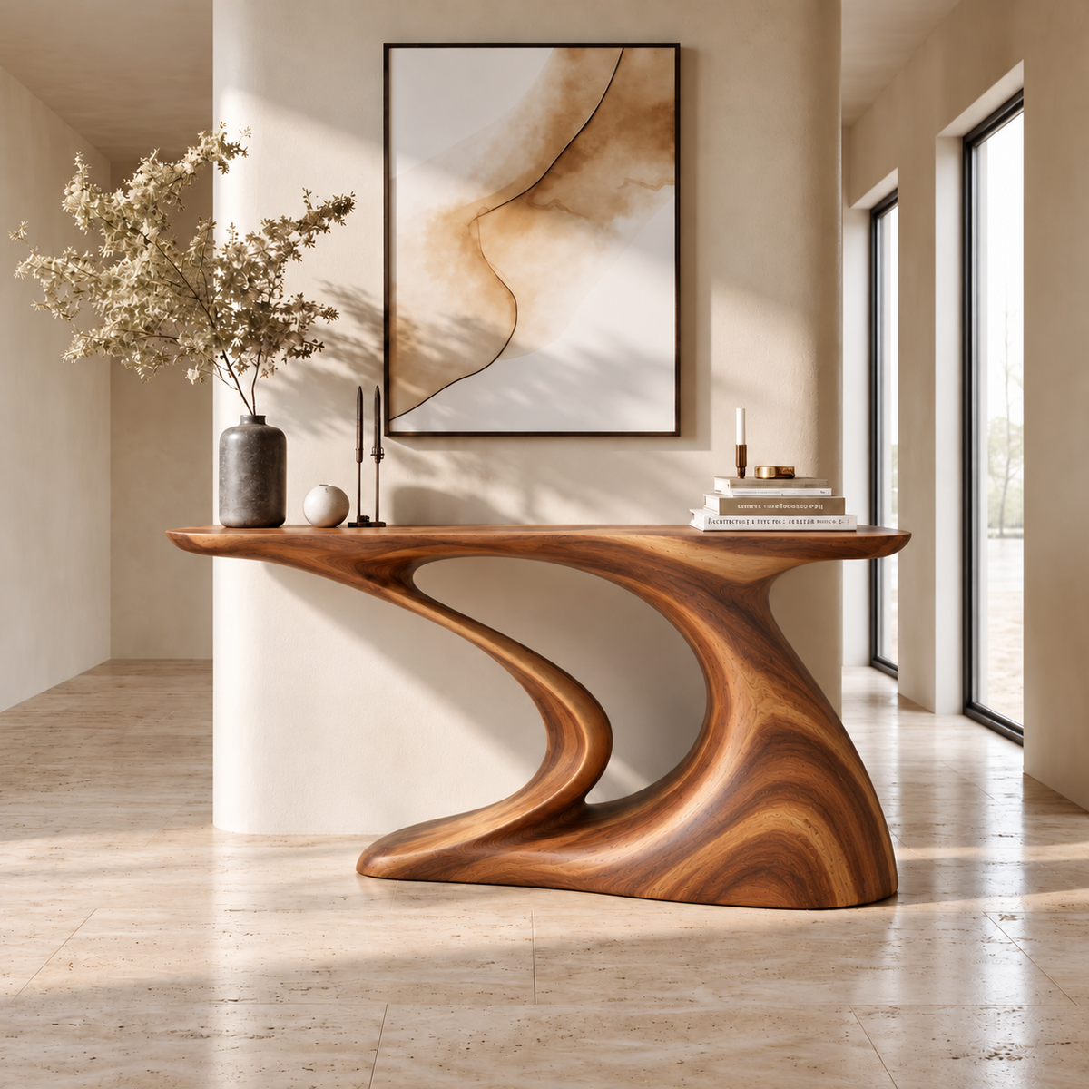 Brielle Sculptural Solid Wood Console Table - Design 644 - original main view