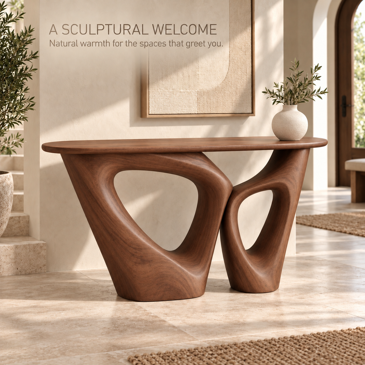Orin Sculptural Solid Wood Console Table - Design 645 - product detail 1