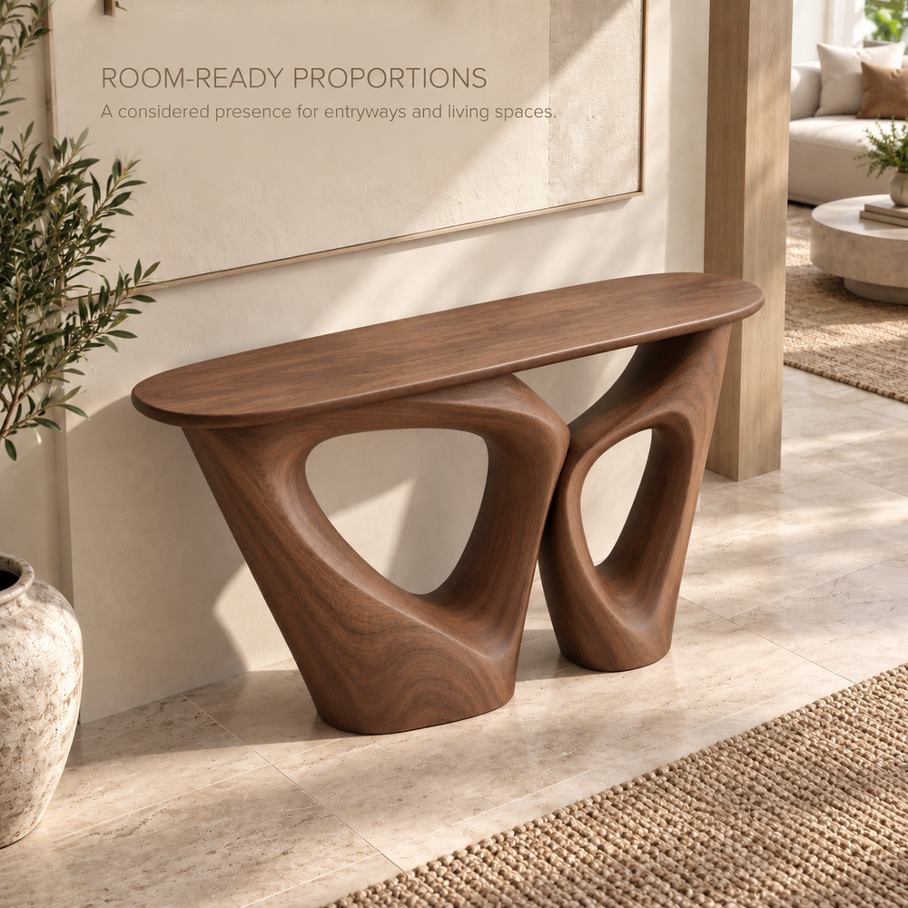 Orin Sculptural Solid Wood Console Table - Design 645 - product detail 3