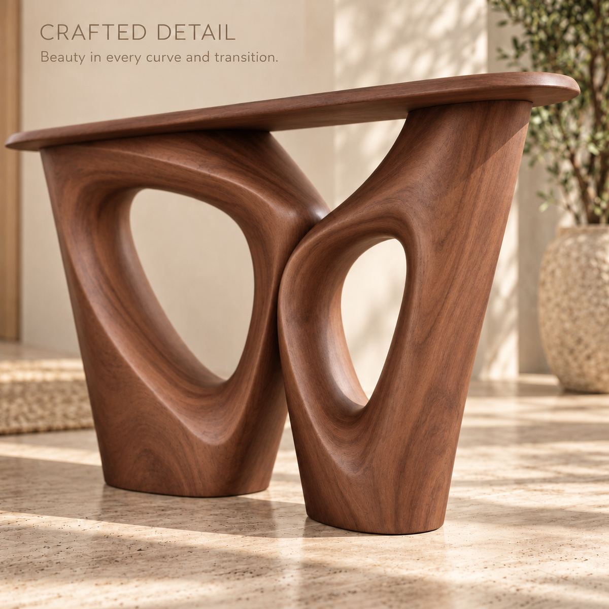 Orin Sculptural Solid Wood Console Table - Design 645 - product detail 5