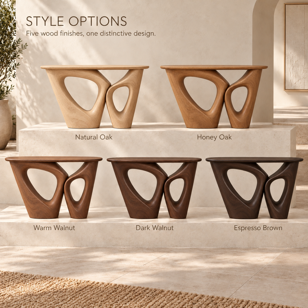 Orin Sculptural Solid Wood Console Table - Design 645 - wood finish options