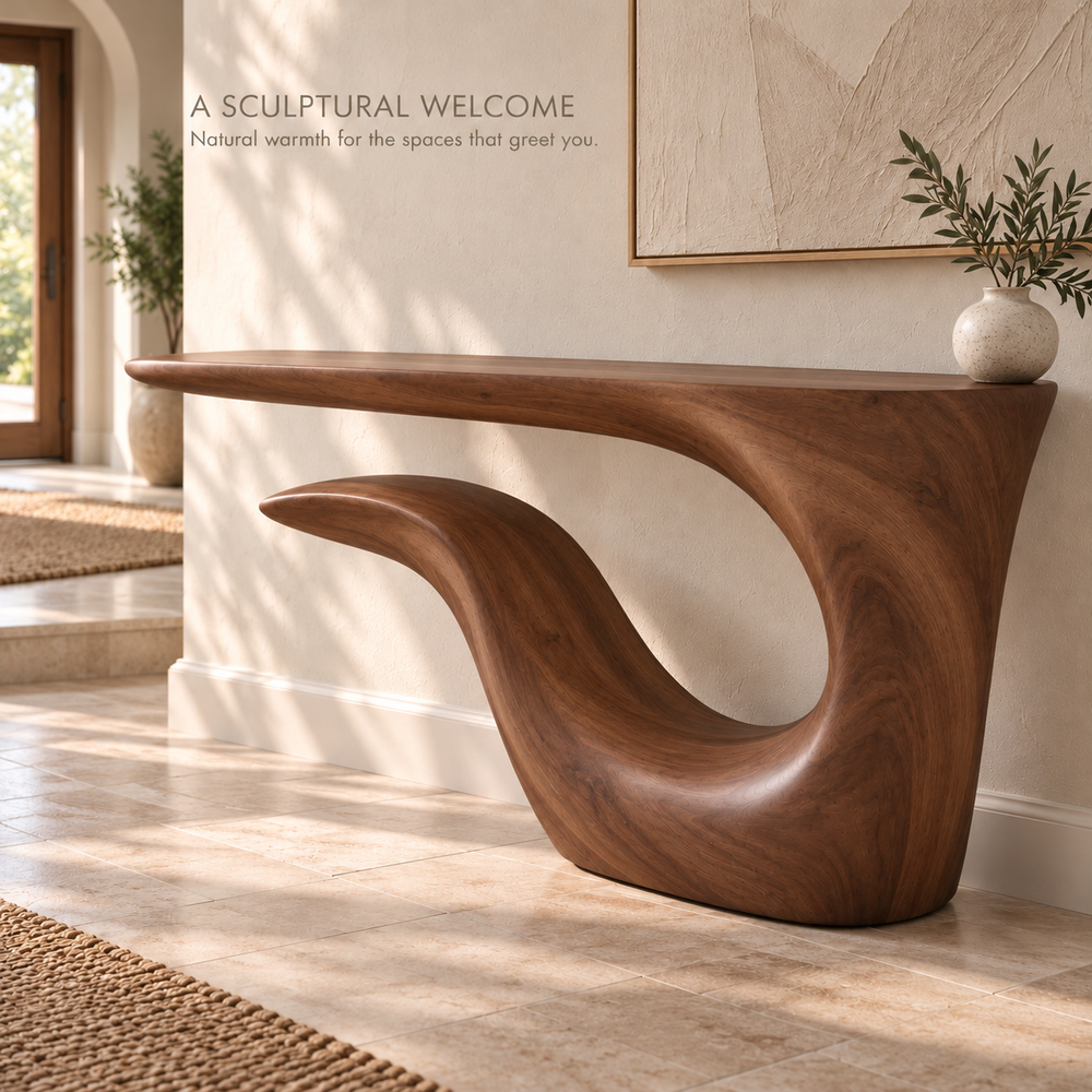 Selene Sculptural Solid Wood Console Table - Design 646 - product detail 1