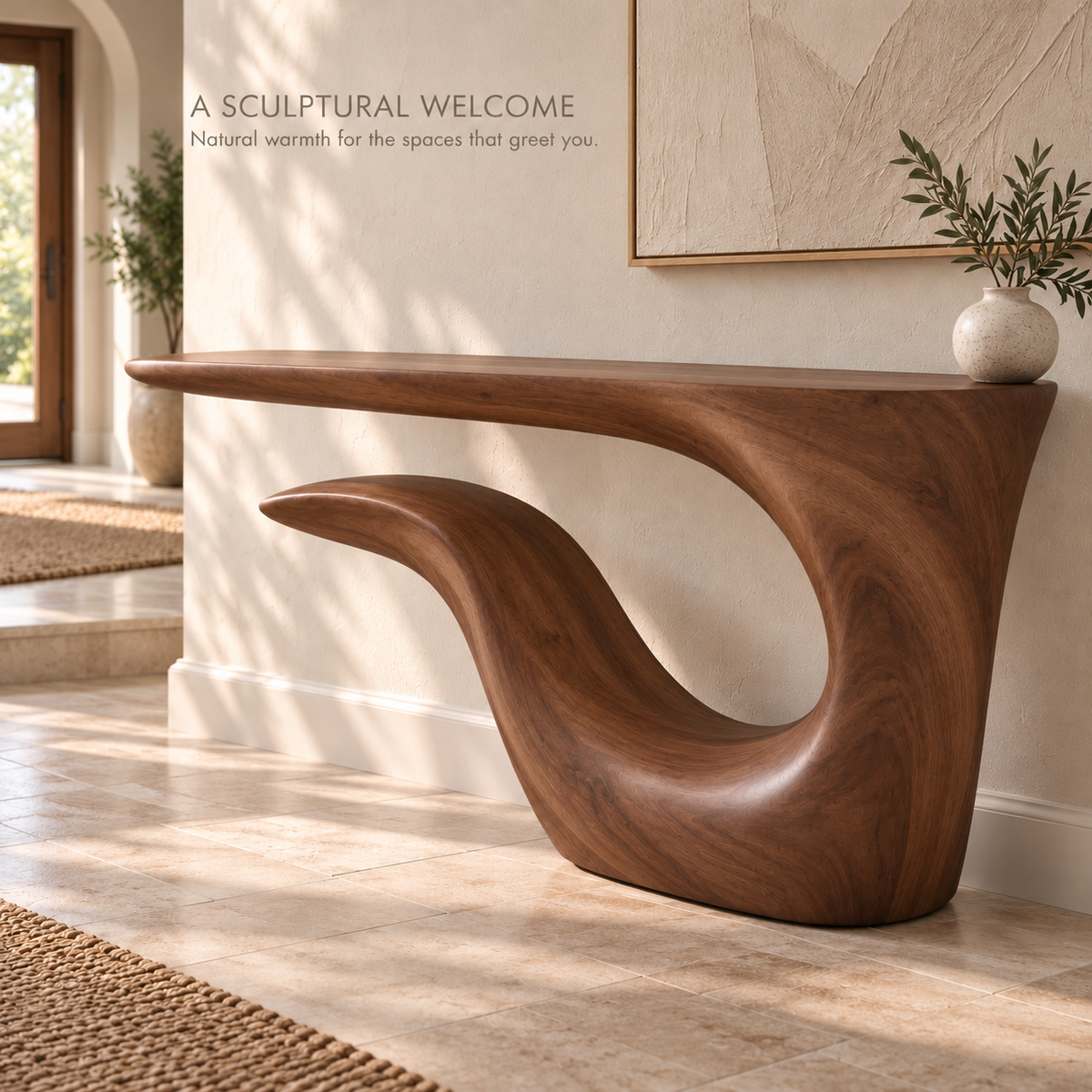 Selene Sculptural Solid Wood Console Table - Design 646 - product detail 1