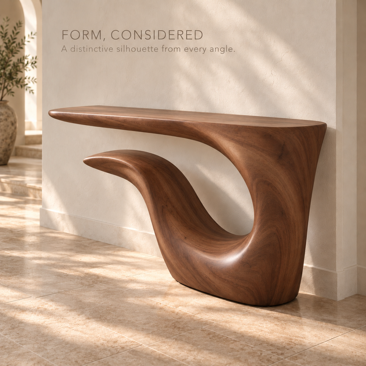 Selene Sculptural Solid Wood Console Table - Design 646 - product detail 2
