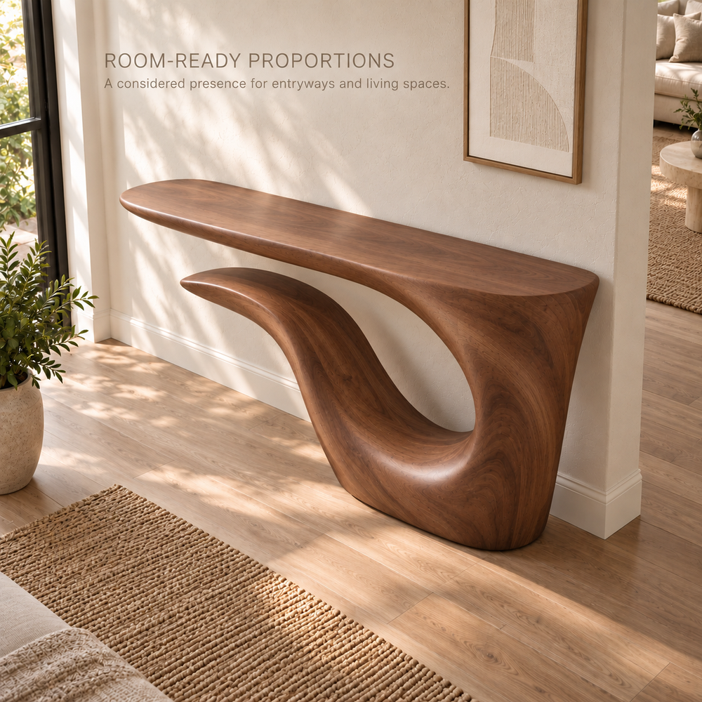 Selene Sculptural Solid Wood Console Table - Design 646 - product detail 3