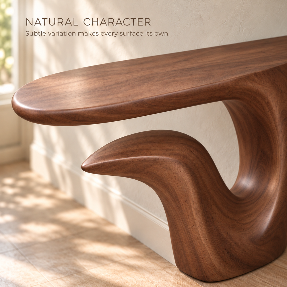 Selene Sculptural Solid Wood Console Table - Design 646 - product detail 4
