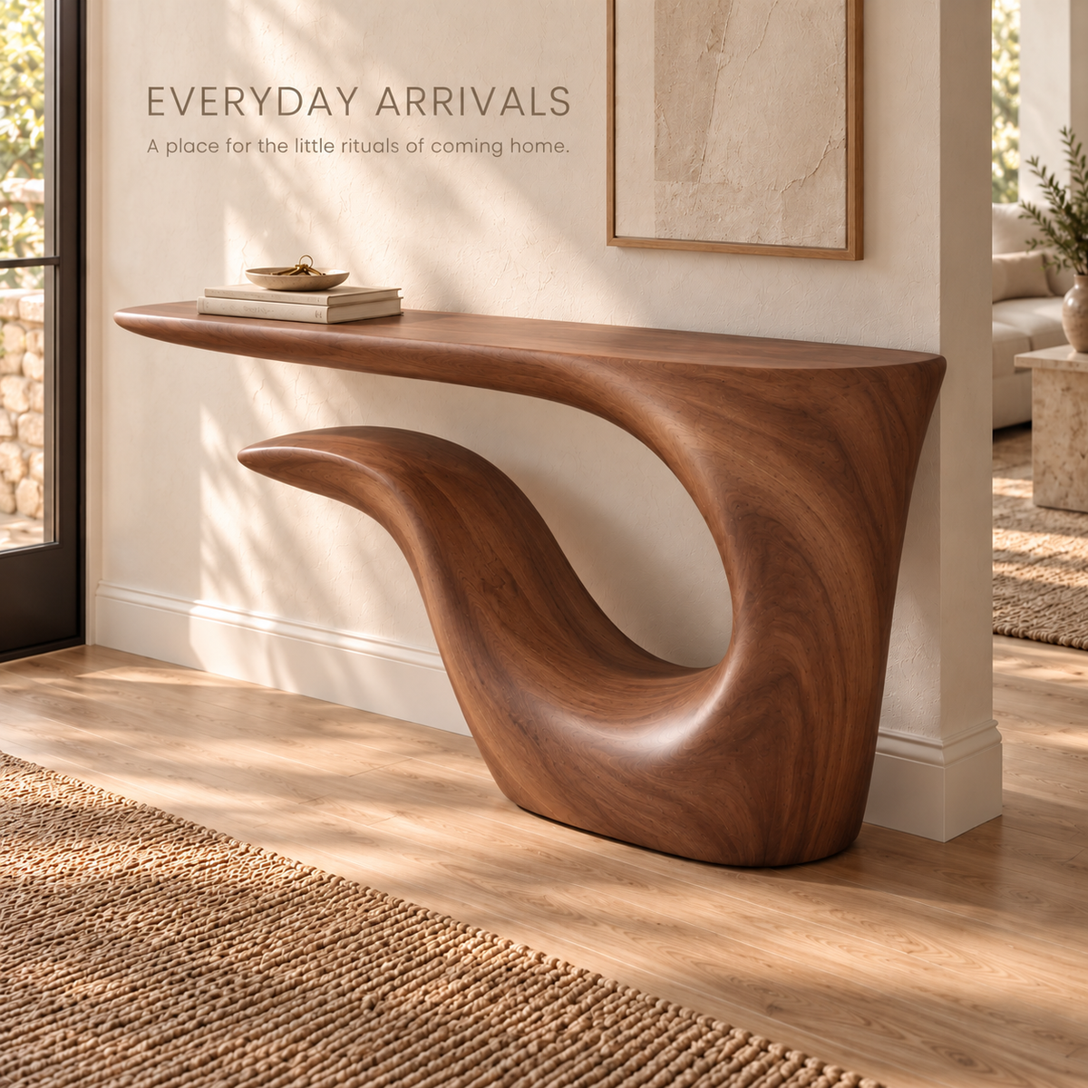 Selene Sculptural Solid Wood Console Table - Design 646 - product detail 6