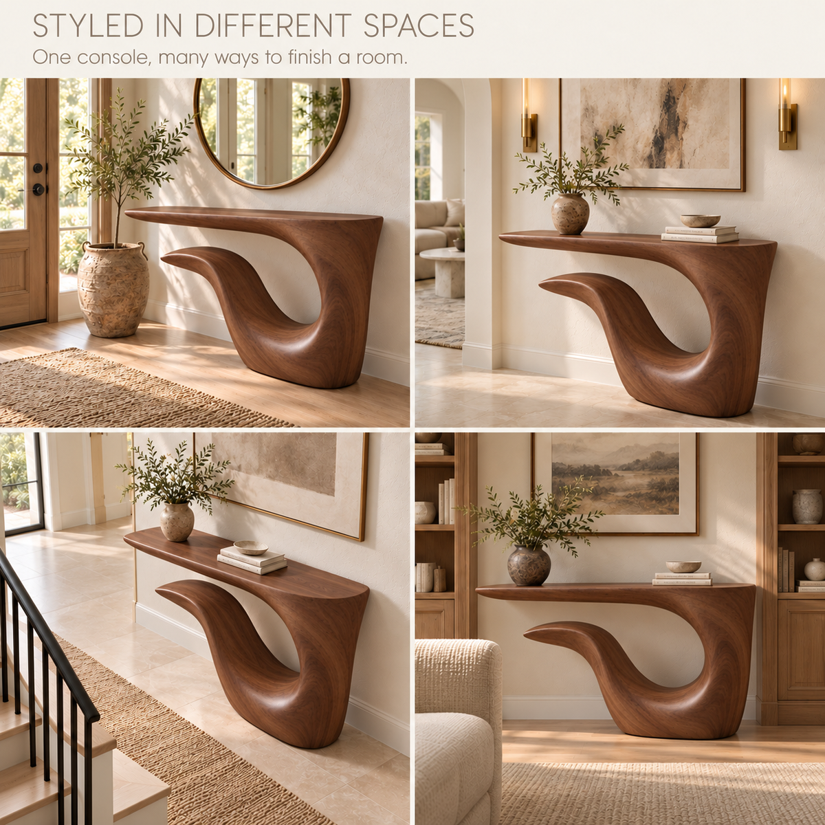 Selene Sculptural Solid Wood Console Table - Design 646 - product detail 9