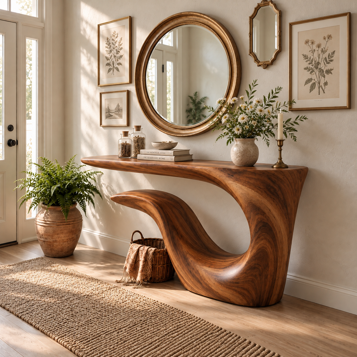 Selene Sculptural Solid Wood Console Table - Design 646 - original main view