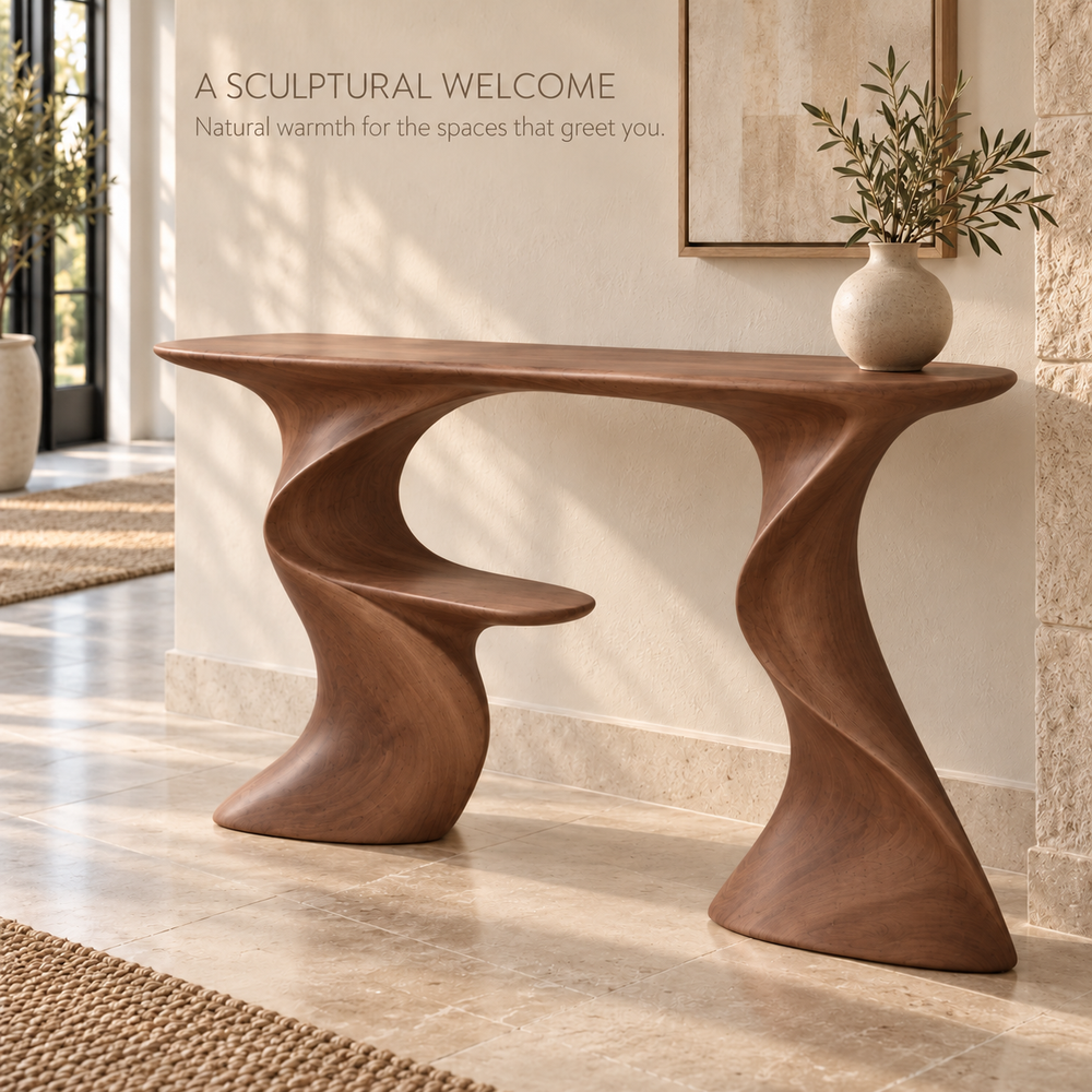Darian Sculptural Solid Wood Console Table - Design 647 - product detail 1