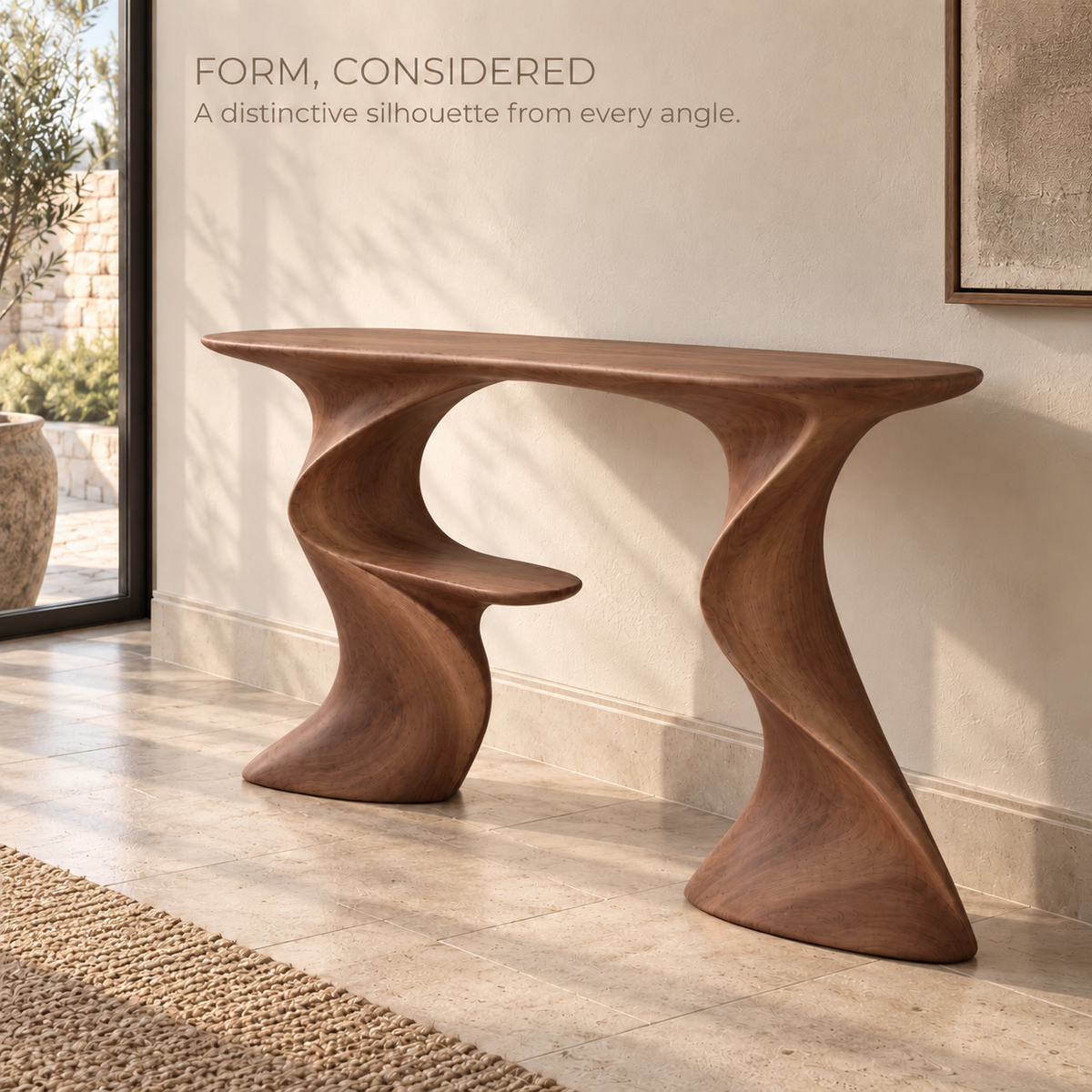 Darian Sculptural Solid Wood Console Table - Design 647 - product detail 2