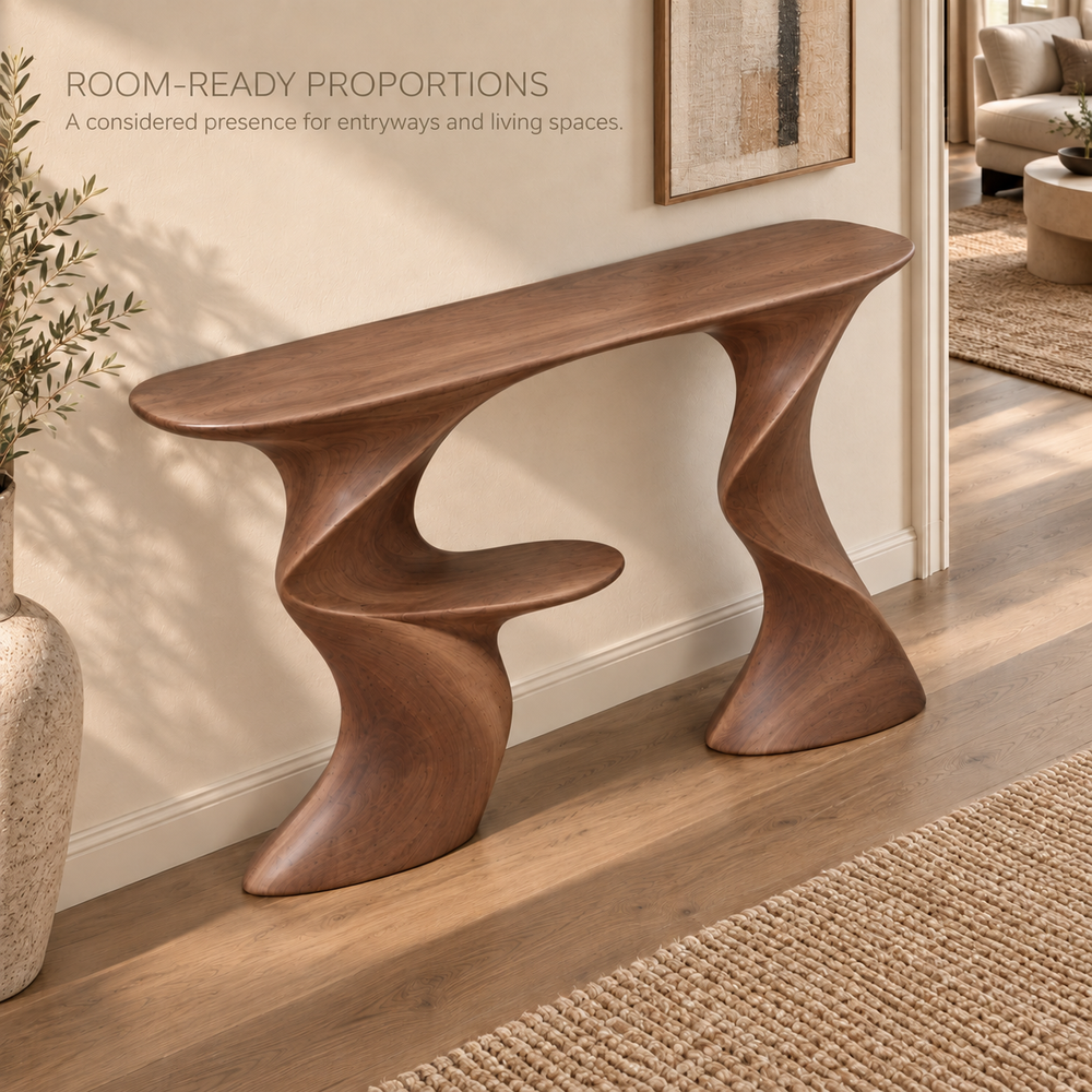 Darian Sculptural Solid Wood Console Table - Design 647 - product detail 3
