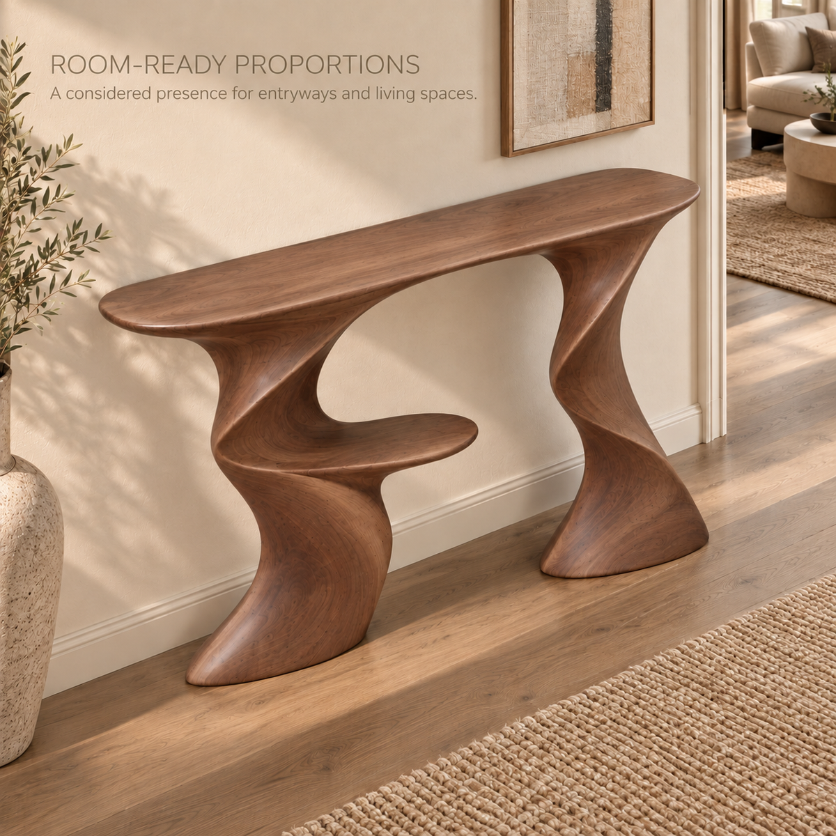 Darian Sculptural Solid Wood Console Table - Design 647 - product detail 3