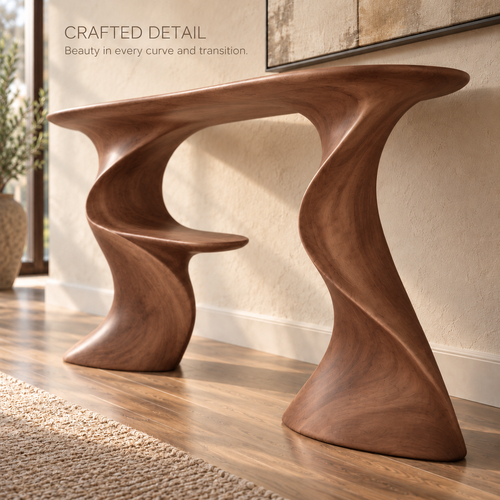 Darian Sculptural Solid Wood Console Table - Design 647 - product detail 5