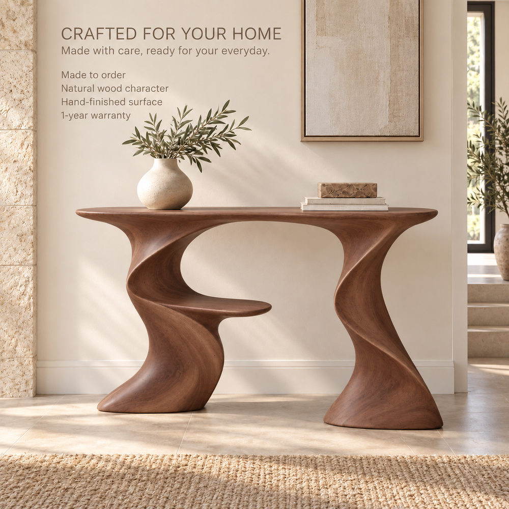 Darian Sculptural Solid Wood Console Table - Design 647 - product detail 8