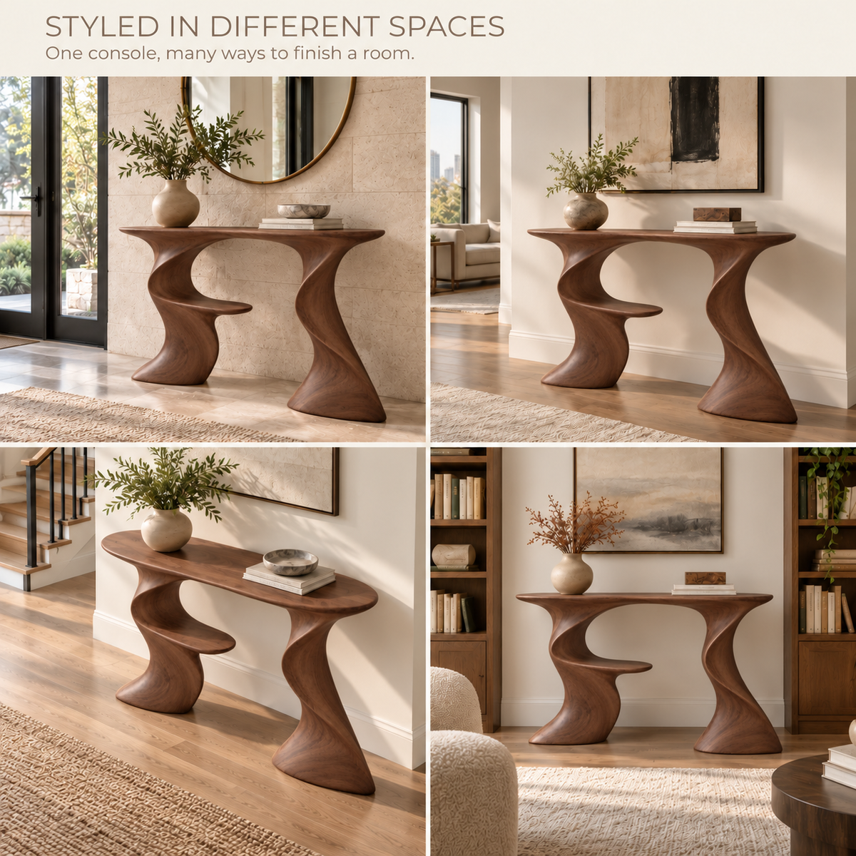 Darian Sculptural Solid Wood Console Table - Design 647 - product detail 9