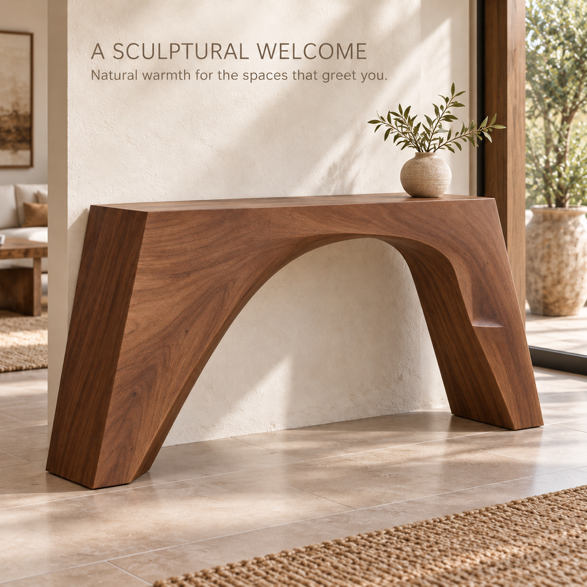 Mira Sculptural Solid Wood Console Table - Design 648 - product detail 1