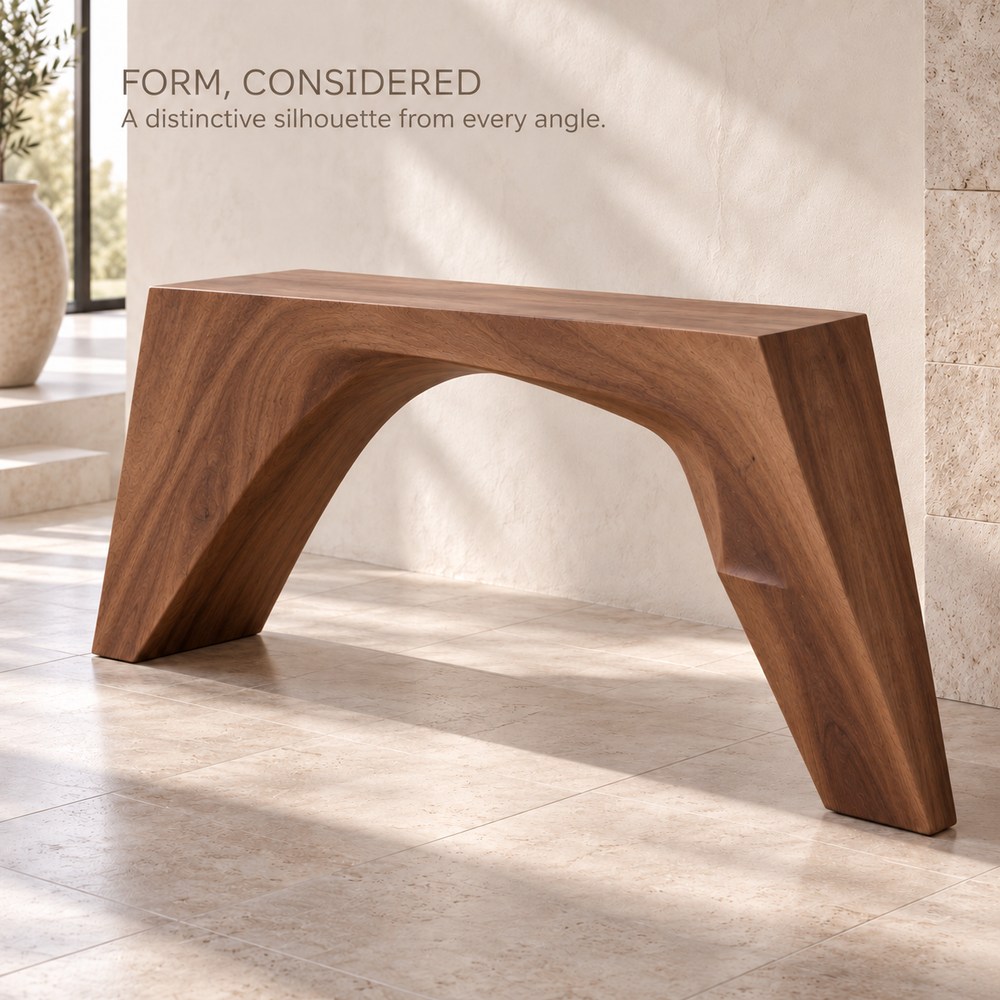 Mira Sculptural Solid Wood Console Table - Design 648 - product detail 2