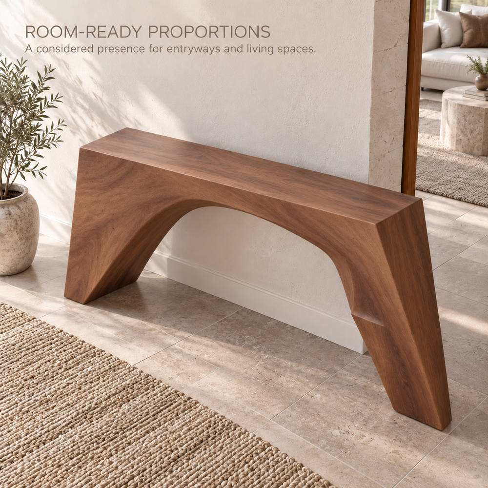 Mira Sculptural Solid Wood Console Table - Design 648 - product detail 3