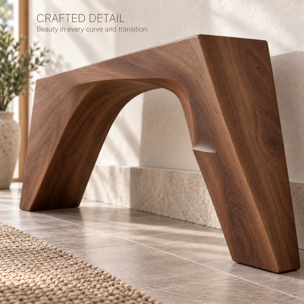 Mira Sculptural Solid Wood Console Table - Design 648 - product detail 5